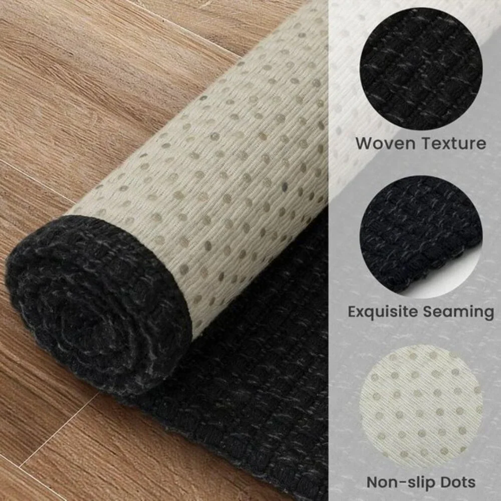 New 3x5 Woven Area Rug, Washable Non-Slip Braided Cotton Mat for Home & Entryway